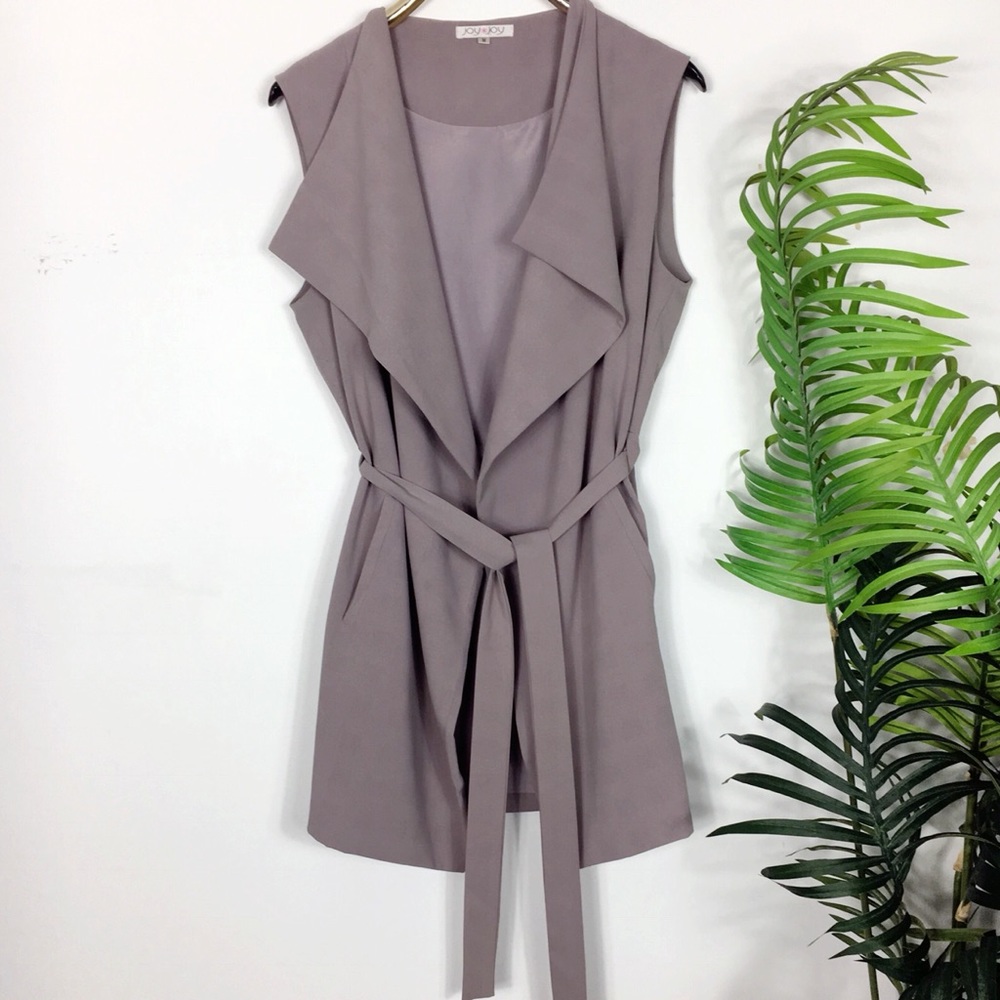 Nordstrom JoyJoy Drape Sleeveless Pewter Open Wrap